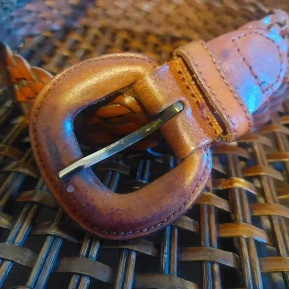 Vintage caramel leather braided, woven boho belt Size M/L - Picture 2 of 9